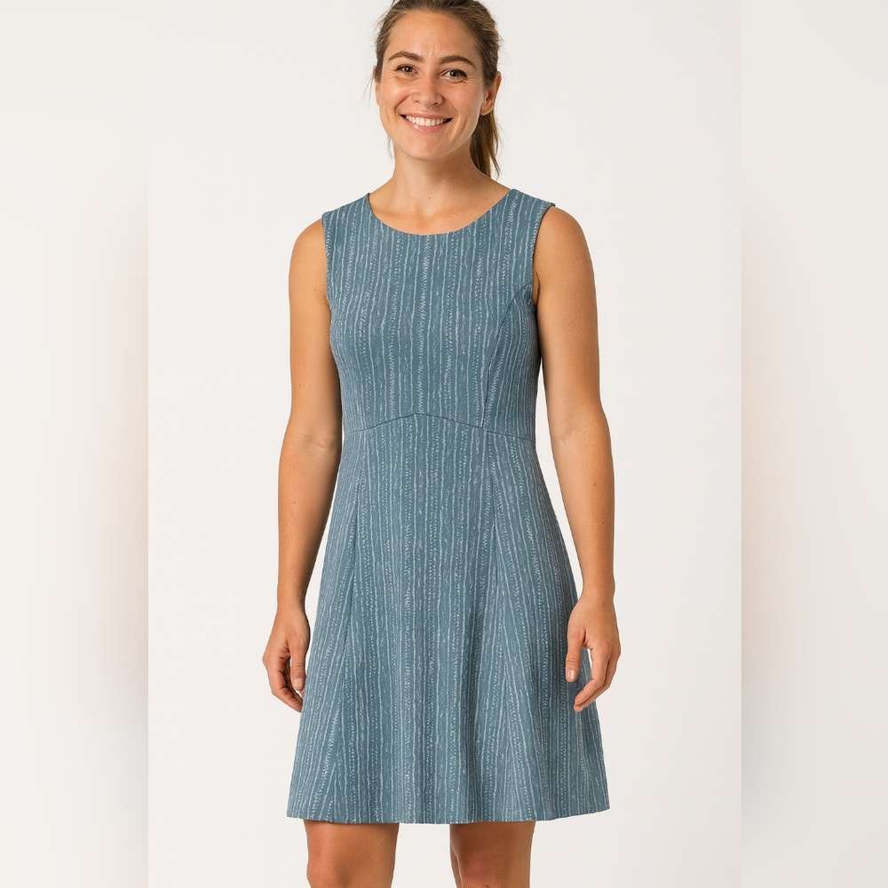 Title Nine Steadfast Diamalete Sleeveless Dress Women XS Teal Stretch Zip Pocket